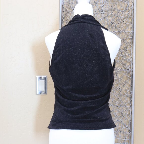 Kay Celine Ruched Front Shimmer Deep V Neck Tank - Picture 3 of 3